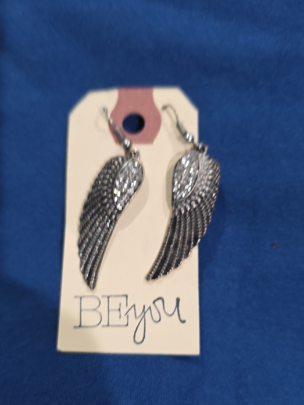 Silver Wing Dangle Earrings - Sparkling Silver Angel Wing Design